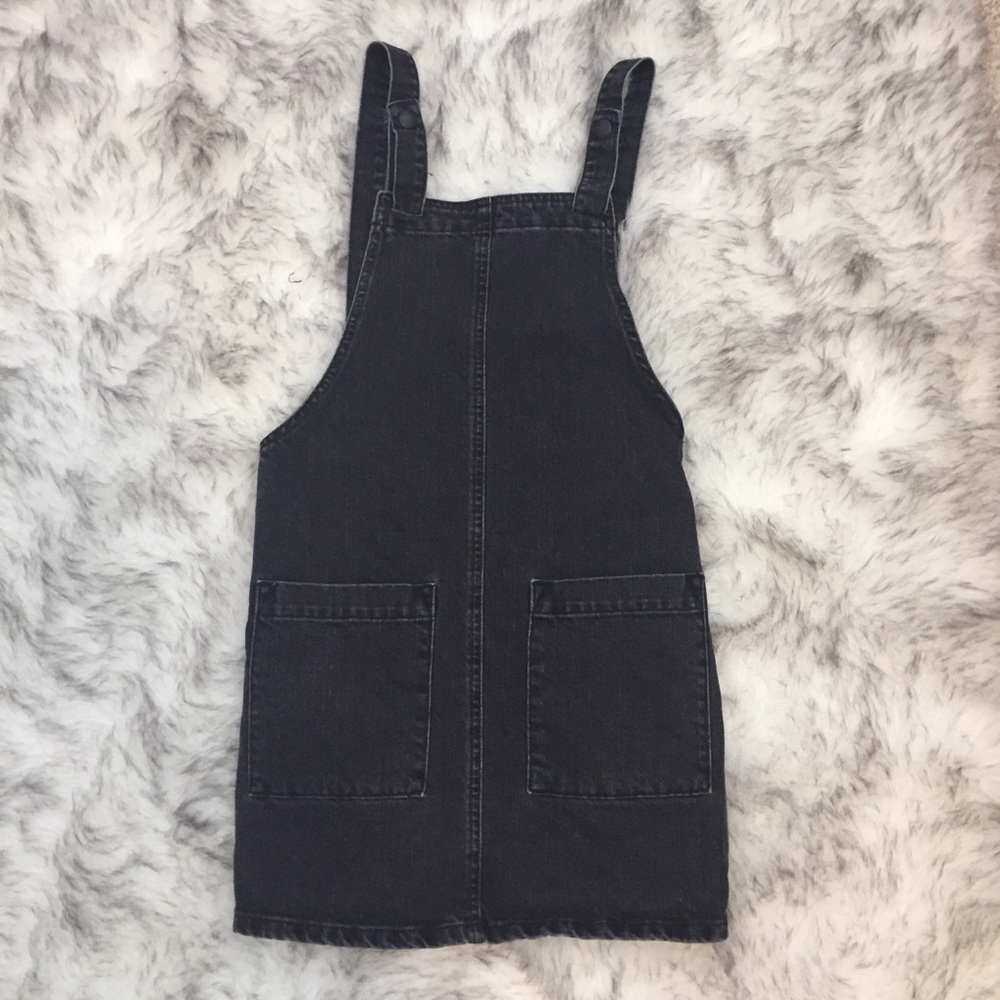 Asos black denim overall dress